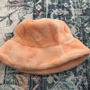 Dolls Kill Peach Faux Fur Bucket Hat